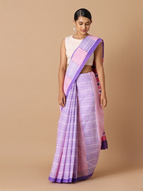 

Taneira Purple & Pink Pure Cotton Saree