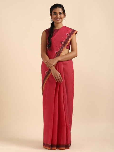

Taneira Red & Brown Woven Design Pure Cotton Saree