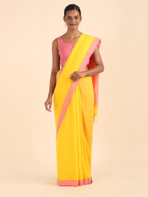 

Taneira Yellow & Orange Pure Cotton Saree