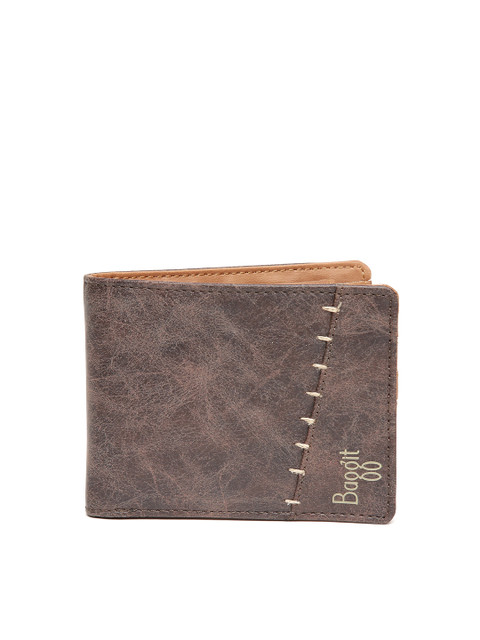 

Baggit Men Olive Brown Solid Two Fold Wallet