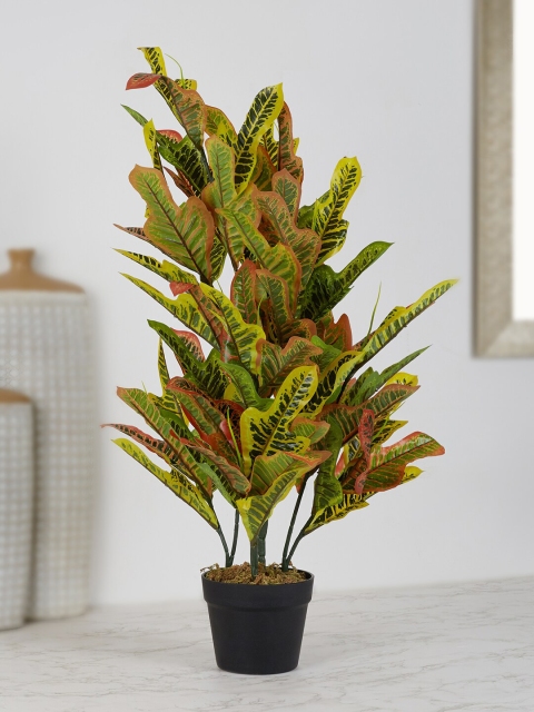 

HomeTown Green & Yellow Codiaeum Artificial Plants With Pot