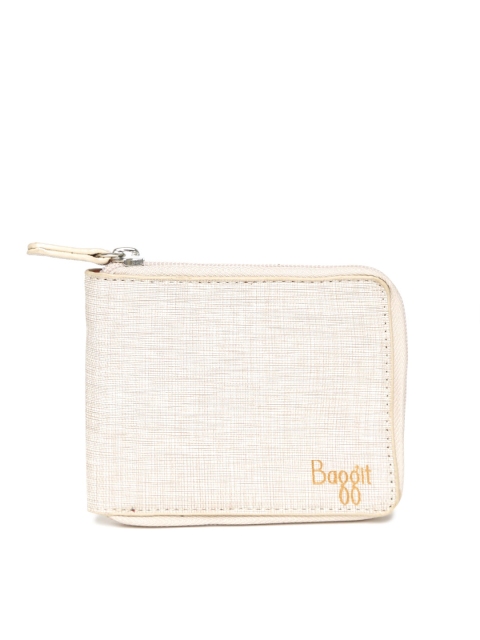 

Baggit Women Beige Self Design Zip-Around Wallet