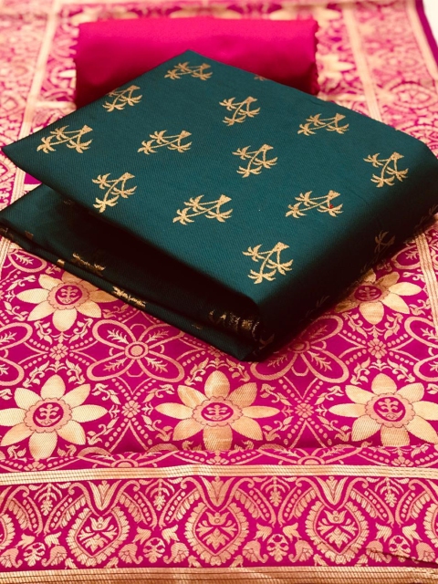 

MORLY Dupion Silk Unstitched Dress Material, Green