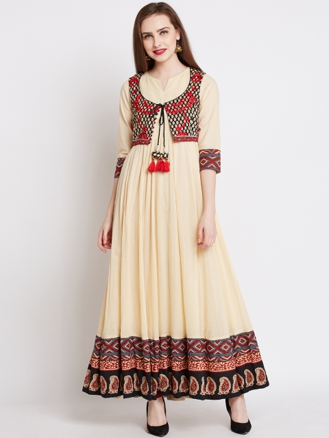 

Rain & Rainbow Women Red Printed Anarkali Kurta