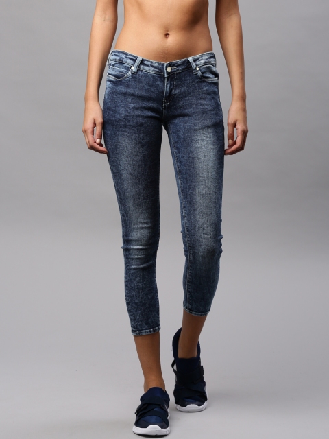 

HRX by Hrithik Roshan Women Blue Skinny Fit Mid-Rise Clean Look Stretchable Jeans