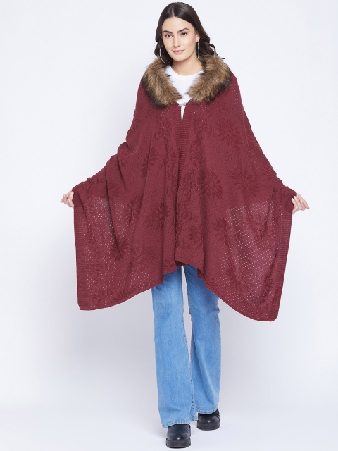 

Knitstudio Women Maroon Woven Design Stole Shawl