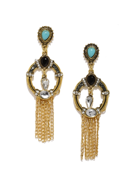 

Golden Peacock Gold-Plated Contemporary Drop Earrings