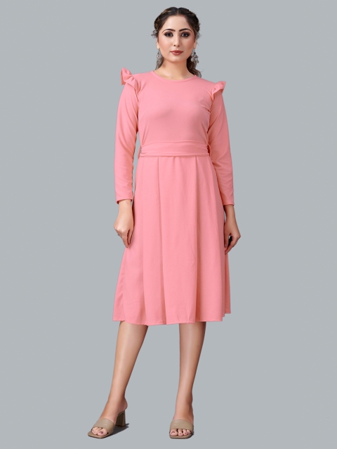 

Fashion FRICKS Peach-Coloured Fit And Flare Dress