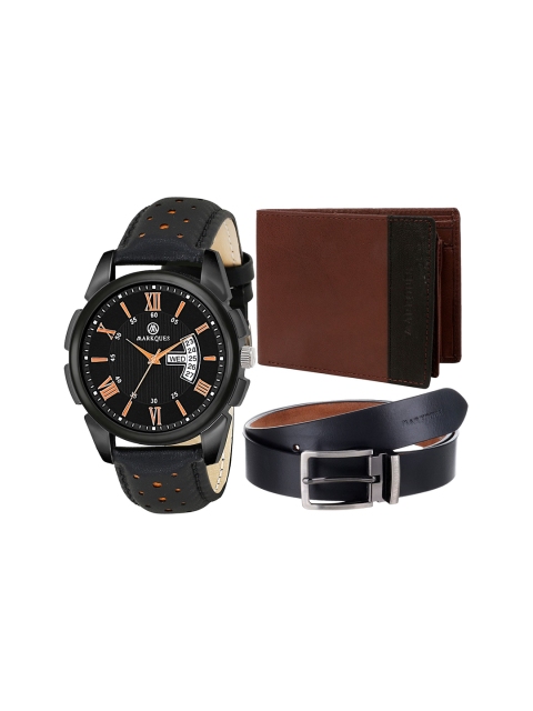 

MARKQUES Men Black & Brown Solid Accessory Gift Set