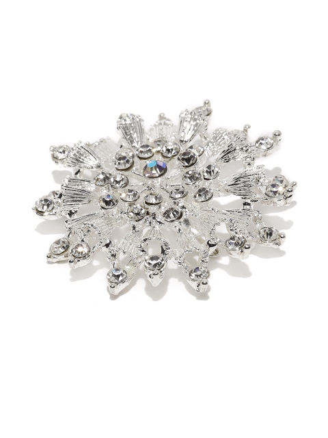 

Golden Peacock Silver-Plated Stone-Studded Brooch