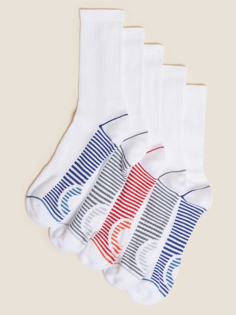 

Marks & Spencer Men Pack of 5 Above Ankle Length Sport Design Socks, White