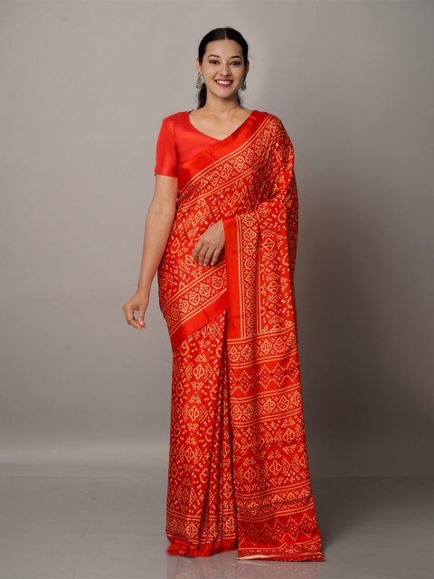 

Unnati Silks Red & Beige Bandhani Saree