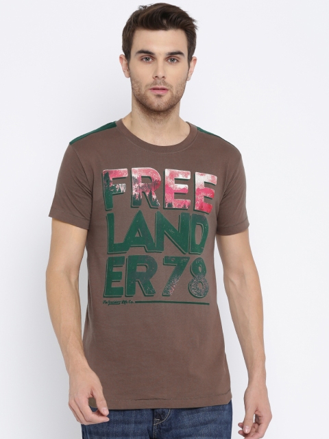 

Roadster Men Olive Green Printed Round Neck T-shirt