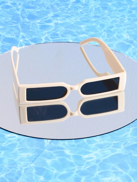 

HAUTE SAUCE by Campus Sutra Women Black Lens & White Rectangle Sunglasses-AW22_HSSG1367, Beige