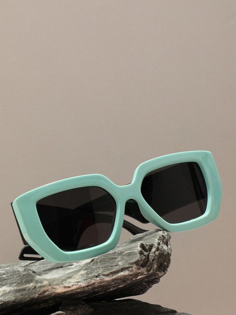 

HAUTE SAUCE by Campus Sutra Women Black Lens & Blue Oversized Sunglasses -AW22_HSSG1288, Turquoise blue