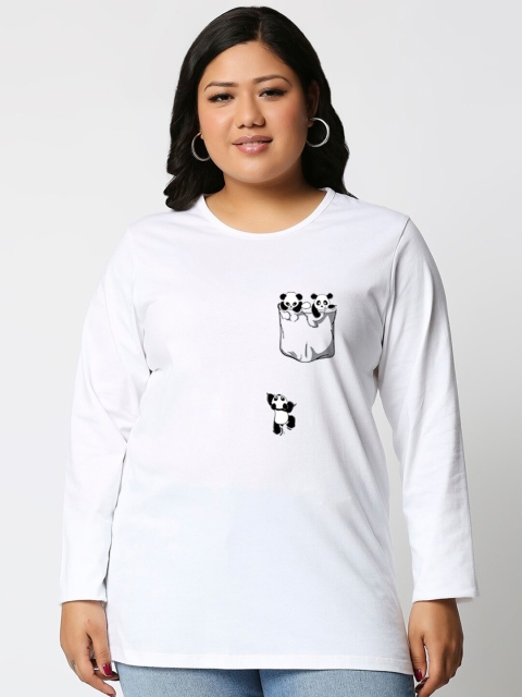 

Bewakoof Women Plus Size White Slim Fit T-shirt