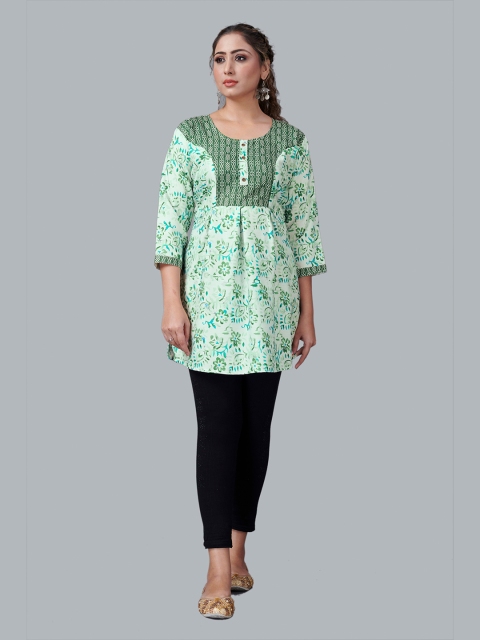 

Fashion FRICKS Green & White Floral Printed Kurti