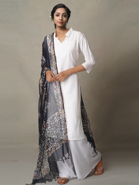 

Unnati Silks Women Woven Design Batik Dupatta, Black