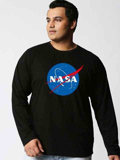 

Bewakoof Men Plus Size Black Typography Printed T-shirt