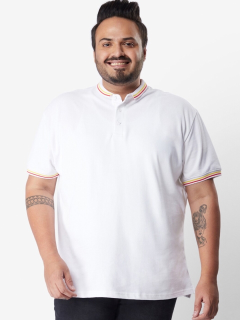 

Bewakoof Men White Mandarin Collar Cotton T-shirt