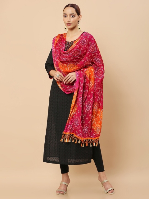 

Soch Fuchsia & White Printed Art Silk Bandhani Dupatta