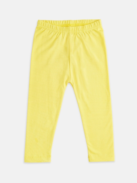 

Pantaloons Baby Girls Yellow Solid Ankle Length Leggings