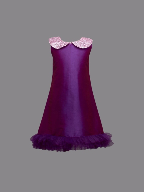 

The Magic Wand Purple Peter Pan Collar Sleeveless Net Maxi Dress