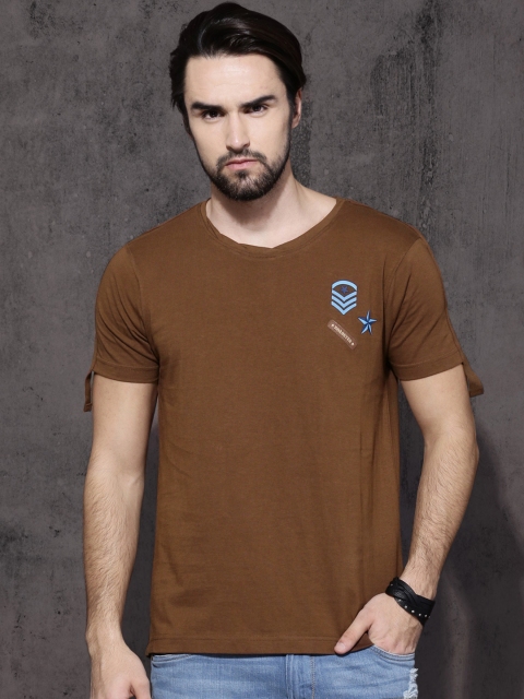 

RDSTR Men Brown Solid T-shirt