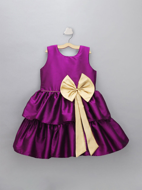 

The Magic Wand Purple & Yellow Colourblocked Layered Satin Dress