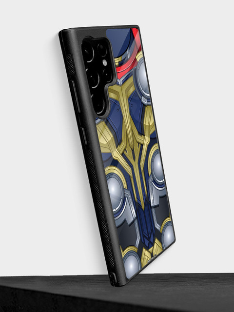 

macmerise Blue & Grey Printed Suit Up Worthy Thor Samsung Galaxy S22 Ultra Glass Phone Back Case