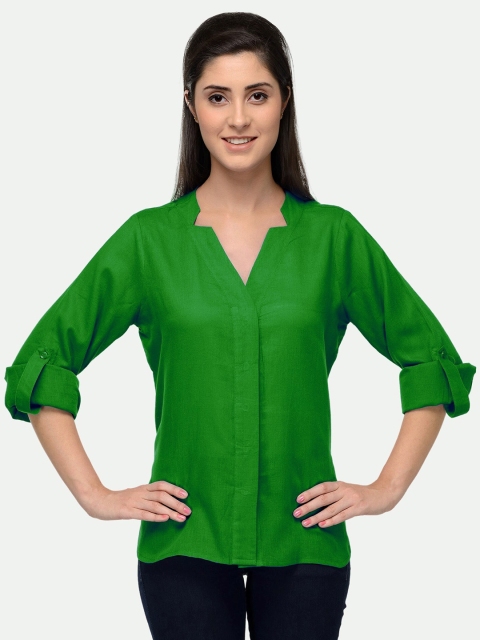 

PATRORNA Women Green Comfort Casual Shirt