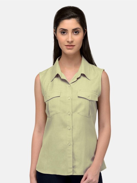 

PATRORNA Women Cream-Coloured Comfort Casual Shirt