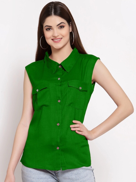 

PATRORNA Women Green Comfort Casual Shirt
