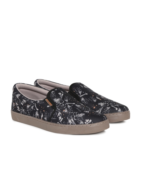 

Jack & Jones Men Black Printed Slip-On Sneakers