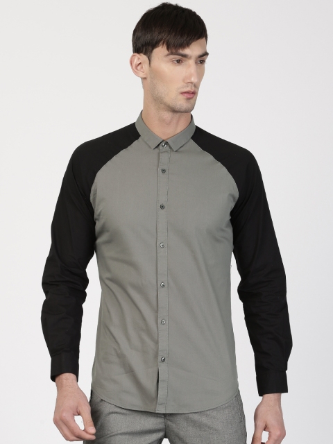 

ether Men Grey Slim Fit Solid Slim Fit Casual Shirt