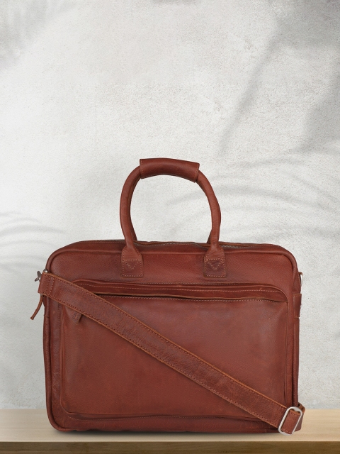 

PELLE LUXUR Women Brown Leather Laptop Bag