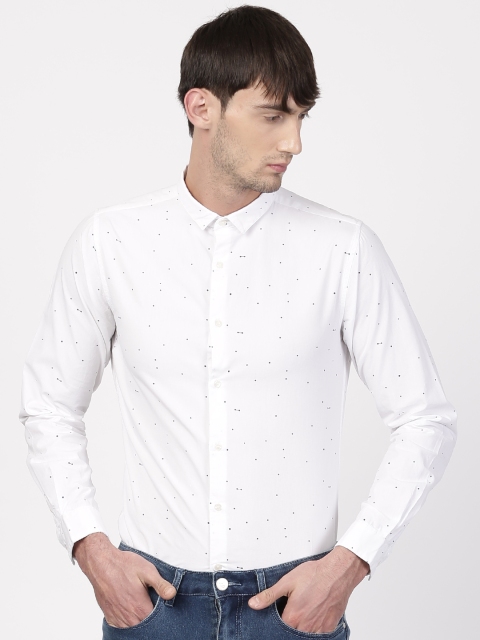 

ether Men White Slim Fit Printed Casual Shirt