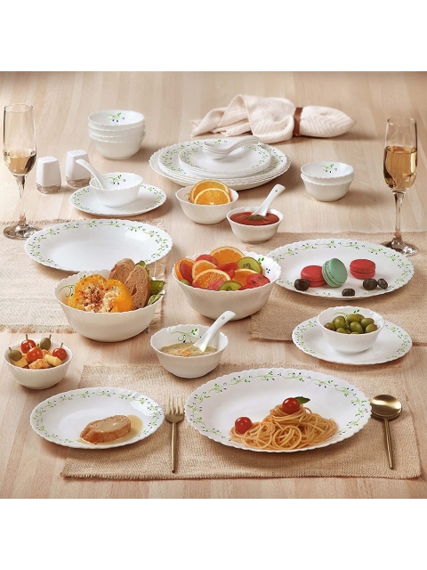 

Cello White & Green Pieces Floral Printed Opalware Glossy Dinner Set