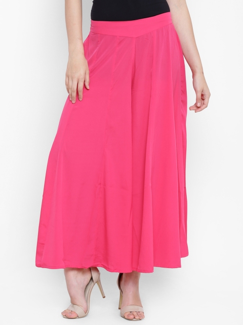 

AURELIA Women Pink Solid Flared Palazzos