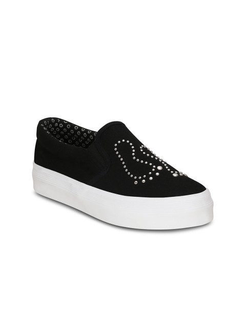

Get Glamr Women Black Slip-On Sneakers