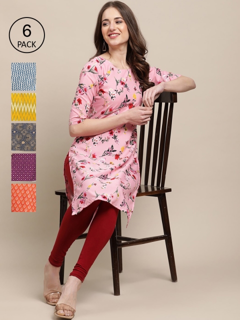 

KALINI Women Multicoloured 6 Geometric Printed Crepe Kurta, Multi