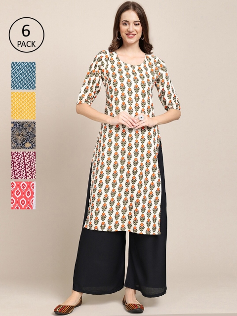 

KALINI Women Multicoloured 6 Floral Printed Crepe Kurta, Multi