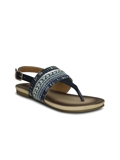 

Get Glamr Women Blue Woven Design T-Strap Flats