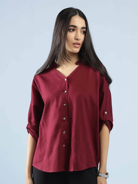 

IDK Women Maroon Casual Shirt