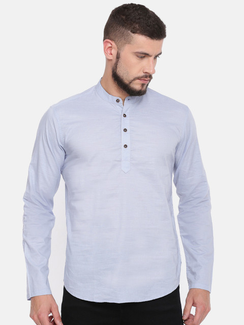 

The Indian Garage Co Men Blue Solid Straight Kurta