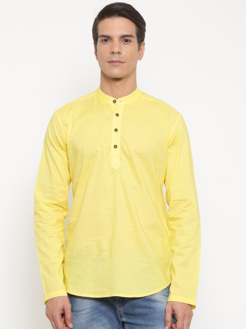 

The Indian Garage Co Men Yellow Solid Straight Kurta