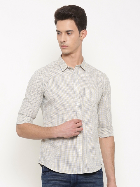 

Urban Nomad Men Yellow & Blue Slim Fit Checked Casual Shirt