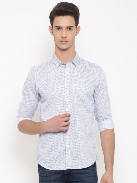 

Urban Nomad Men White & Blue Slim Fit Printed Casual Shirt