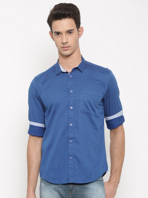 

Urban Nomad Men Blue Slim Fit Printed Casual Shirt