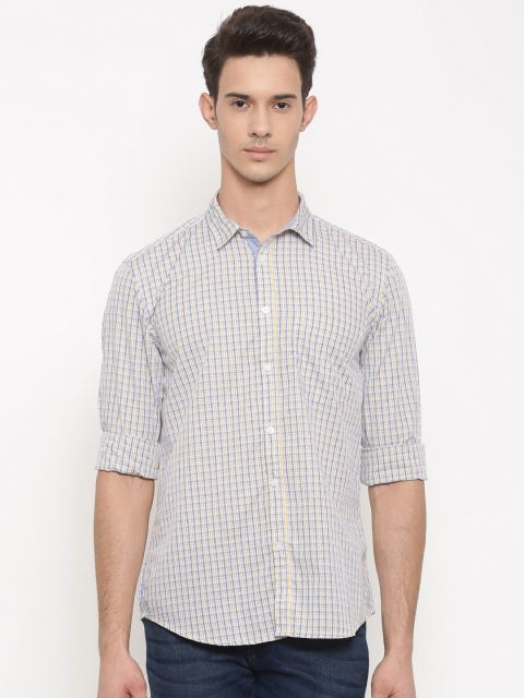 

Urban Nomad Men Yellow & White Slim Fit Checked Casual Shirt